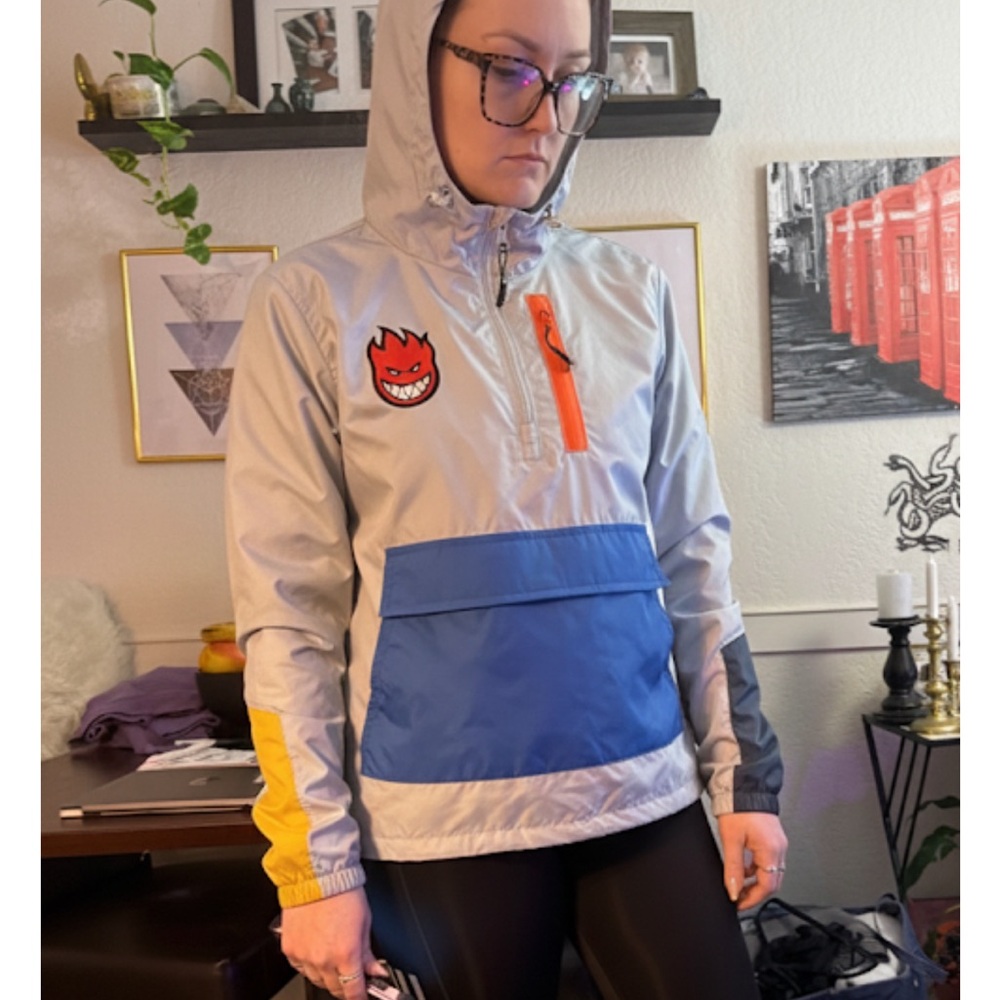 Spitfire Silver and Blue Hooded Utility Jacket